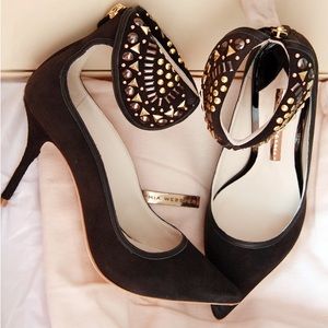 Sophia Webster Leandra Suede Ankle-Collar Pump, Black - size 36.5